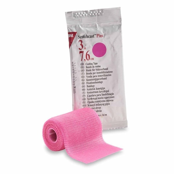 3M Scotchcast Cast Tape 3 Inch X 12 Foot Fiberglass / Resin Bright Pink, 82003X - main